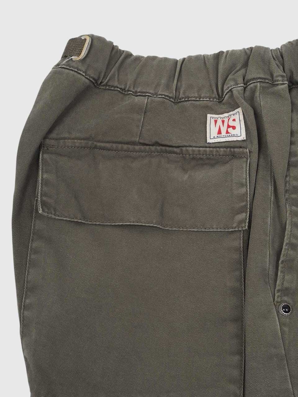 Loose Fit Cotton Trousers Washed Green