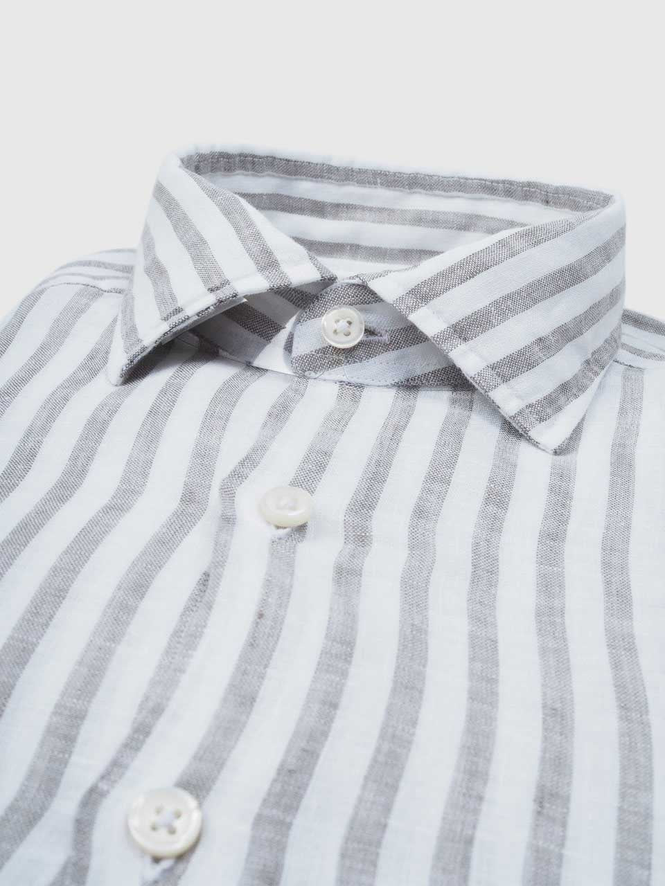 Washed Striped Linen Shirt Green/White