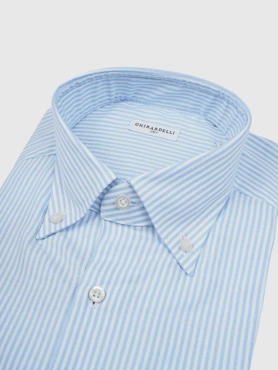 Ghirardelli 1911 Striped Oxford Shirt Botton Down White/Blue
