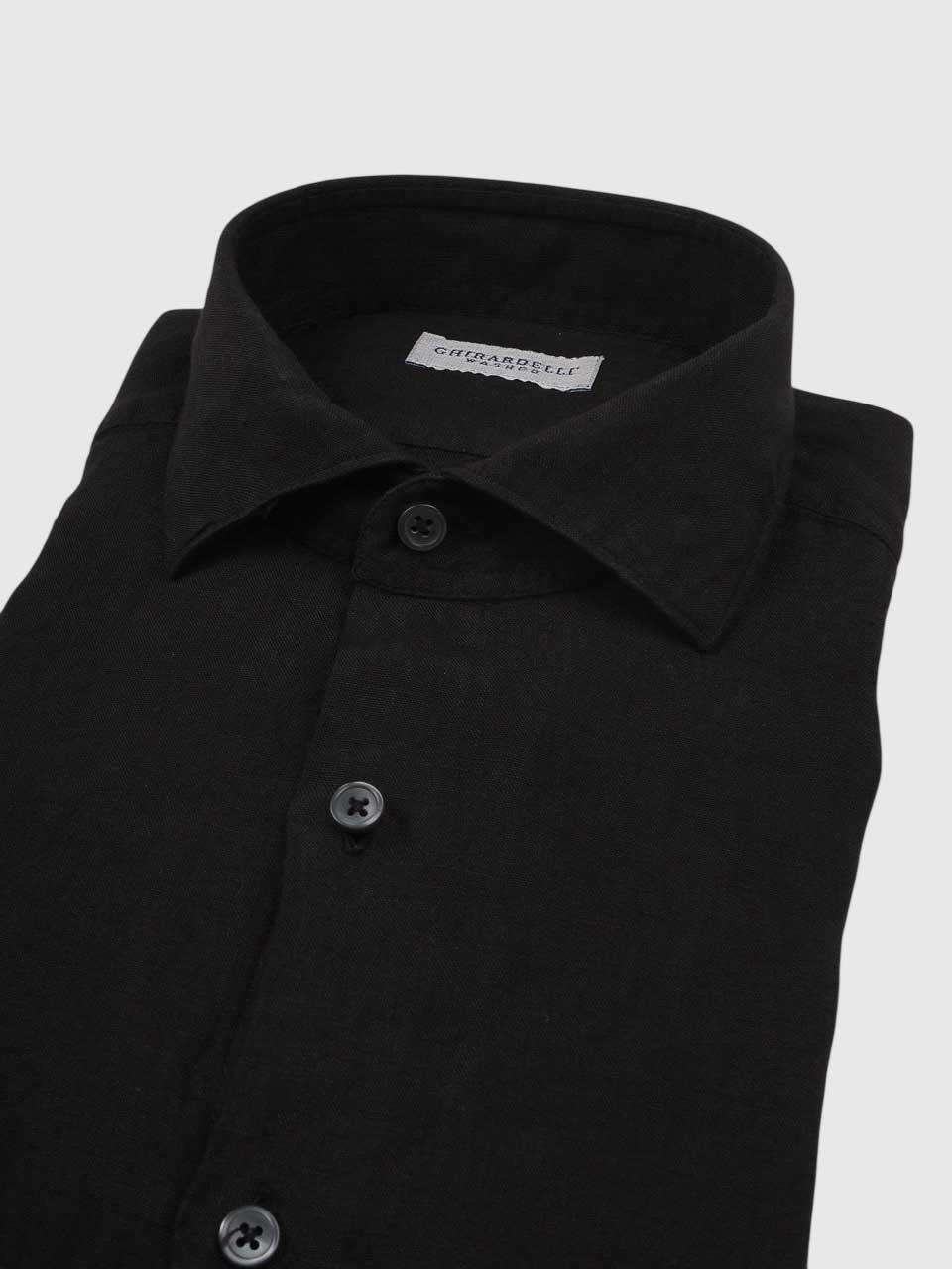 Washed Linen Shirt Black