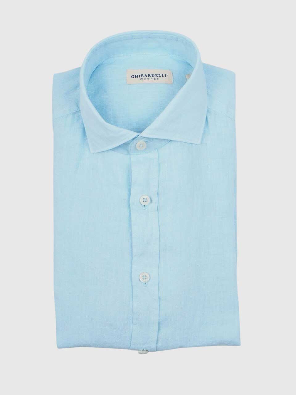 Washed Linen Shirt Light Blue