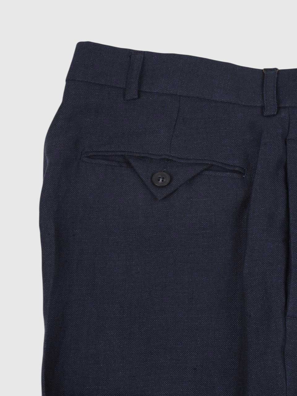 Loose Fit Linen Trousers Navy