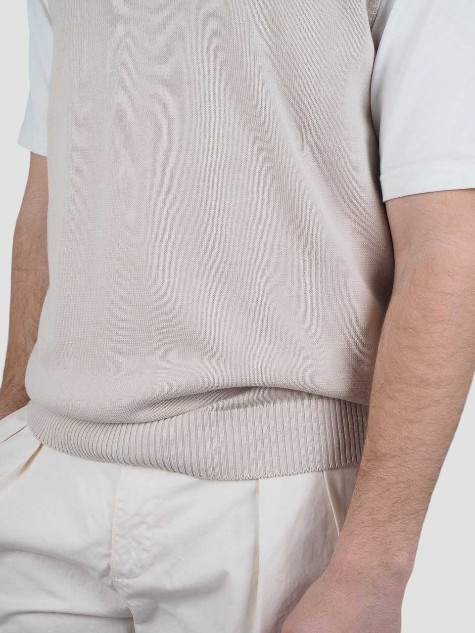 Cotton V-Neck Vest Beige