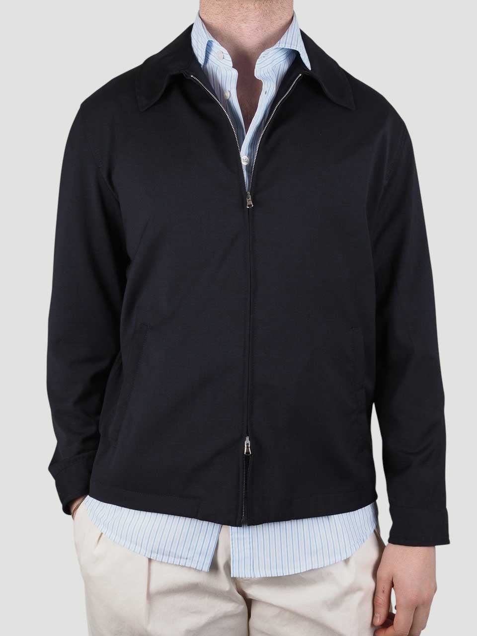 Wool Zip Overshirt Navy