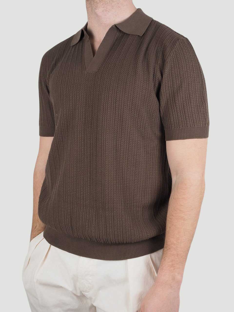 Knitted Cotton Polo Brown