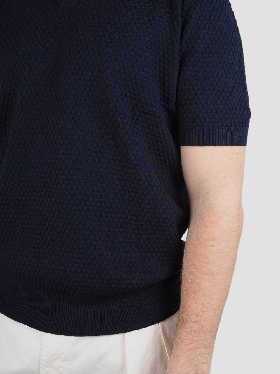 Knitted Cotton Polo Navy