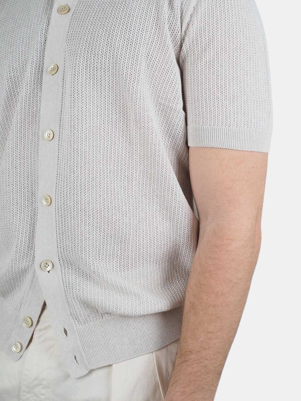Knitted Short Sleeve Shirt Beige
