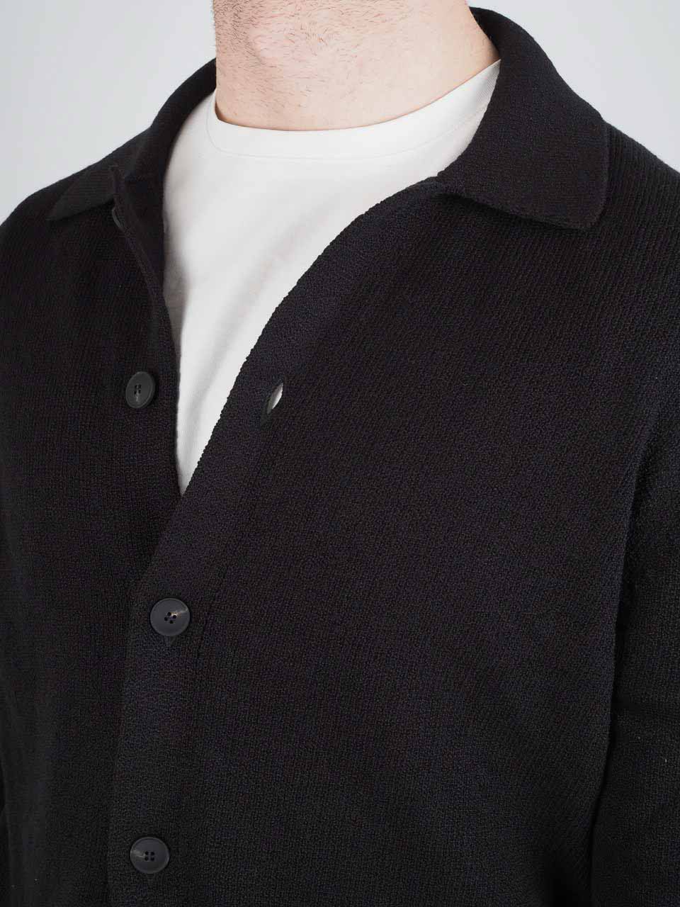 Knitted Cotton Cashmere Long Sleeve Shirt Black