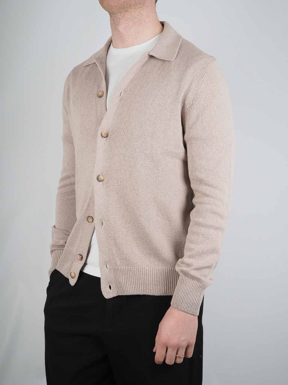 Knitted Cotton Cashmere Long Sleeve Shirt Beige