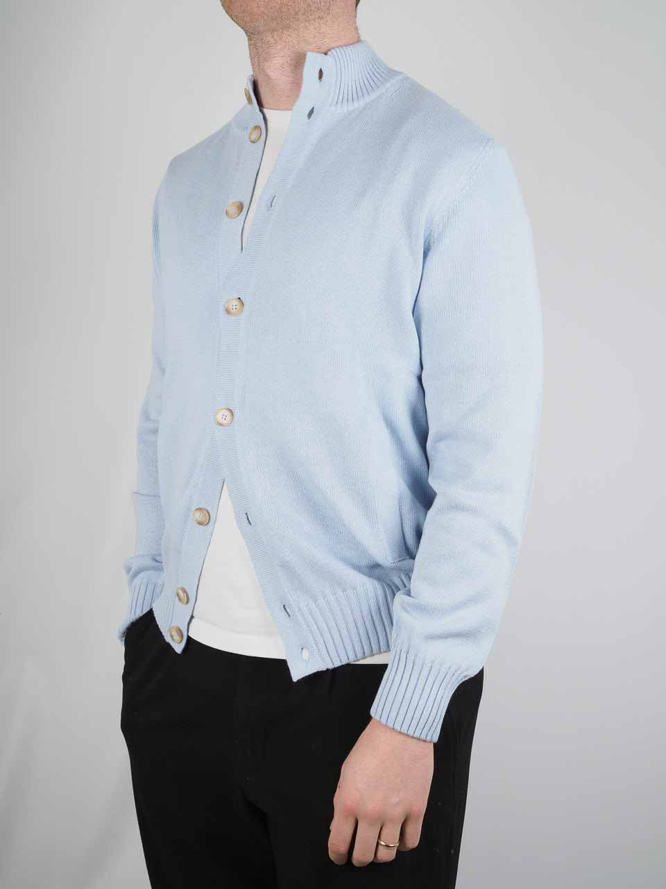 Knitted Cotton Cardigan Blue