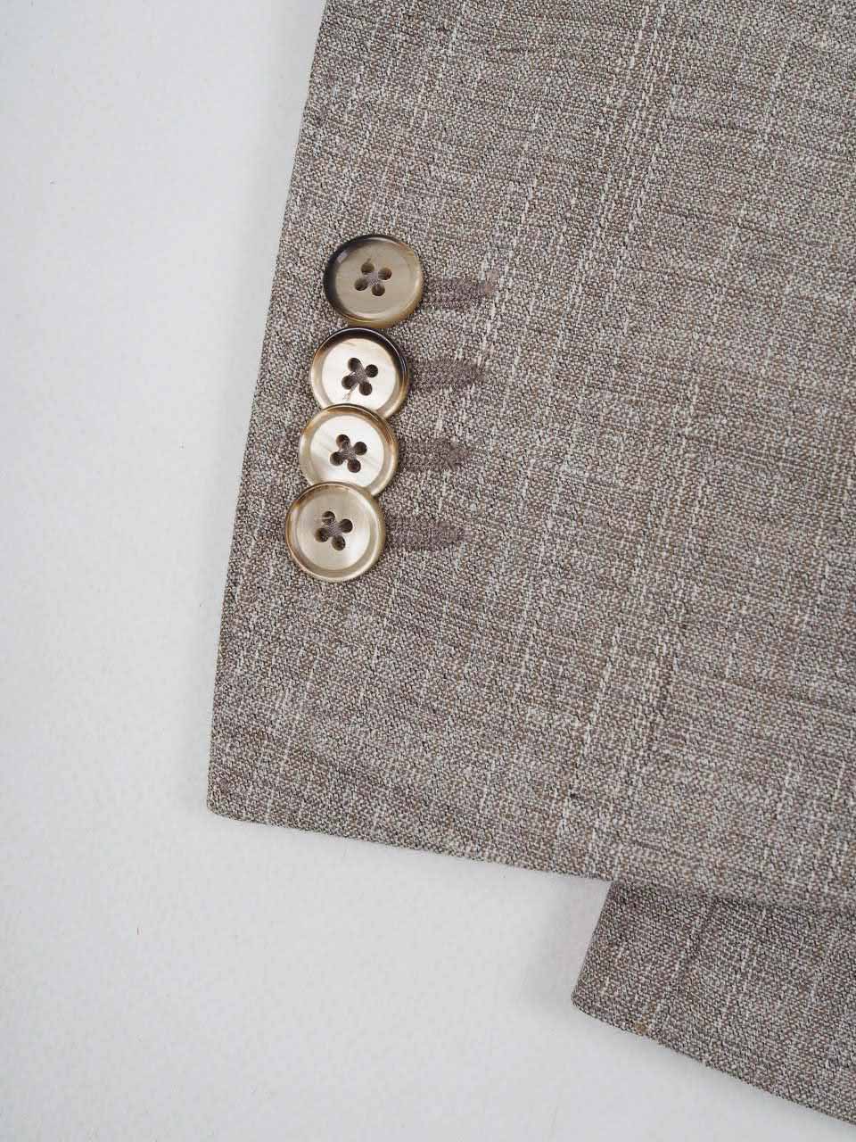 Double Breasted Wool Cotton Blazer Beige