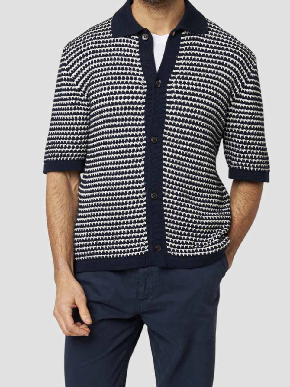Peregrine Island Crochet Shirt Navy
