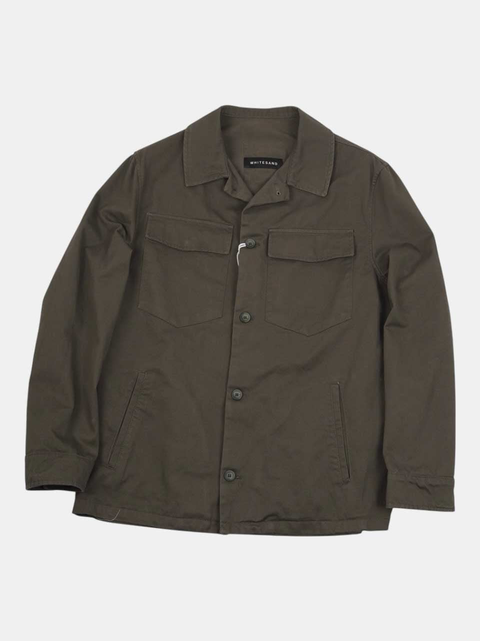 White Sand Cotton Twill Jacket Green