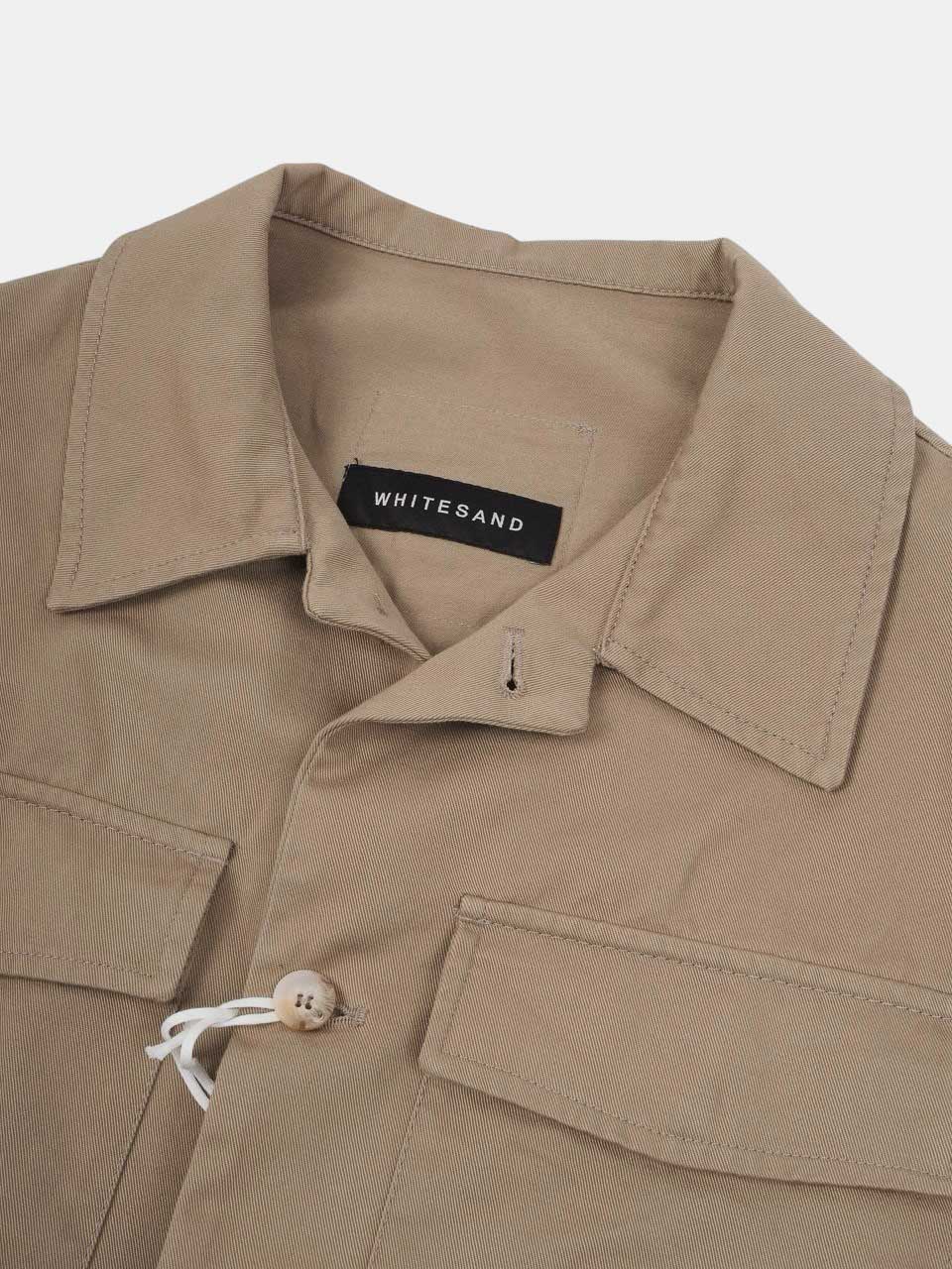 White Sand Cotton Twill Jacket Beige