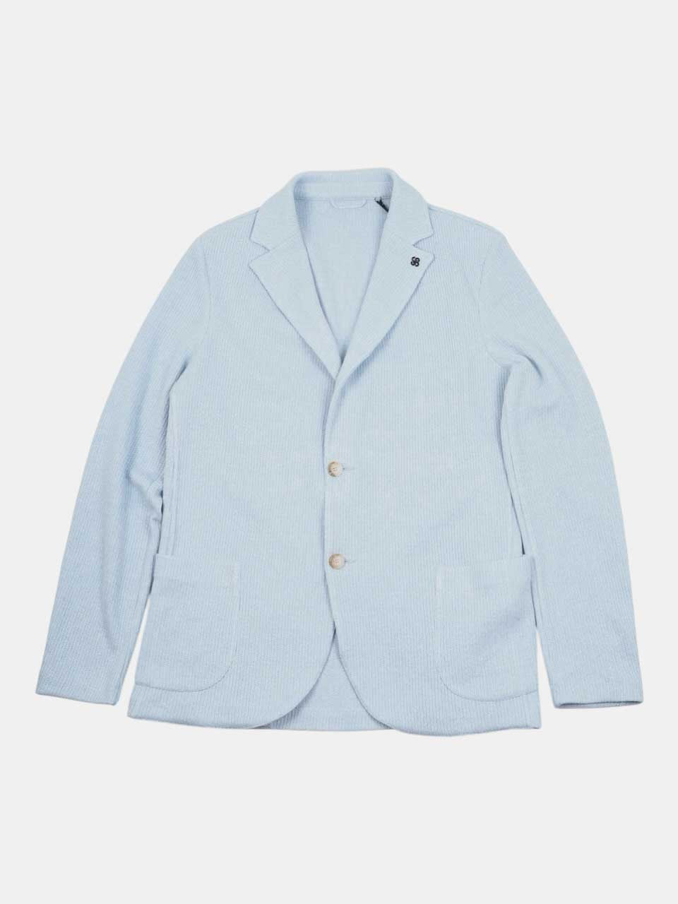 Gran Sasso Knitted Linen Cotton Blazer Light Blue