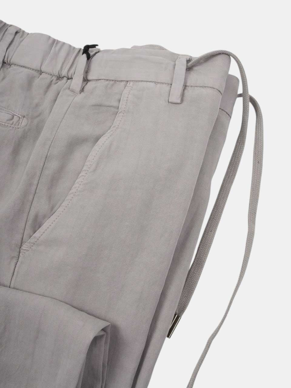 Lyocell Linen Herringbone Trousers light gray