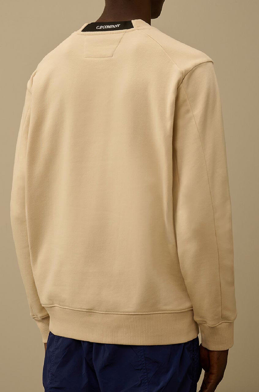 Crew Neck Diagonal Raised Fleece Beige