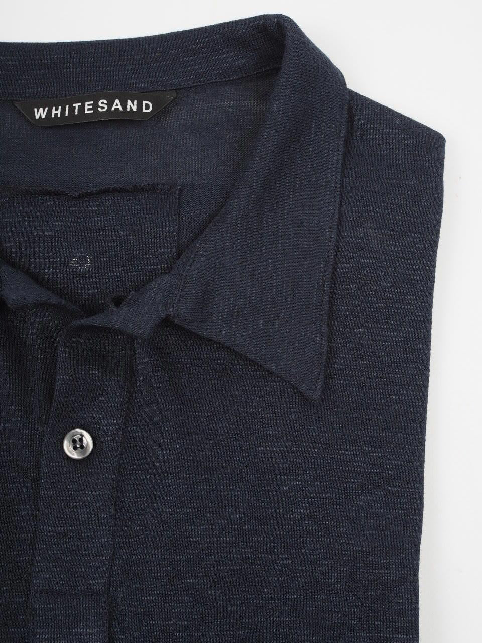 White Sand oversize Linen polo Navy