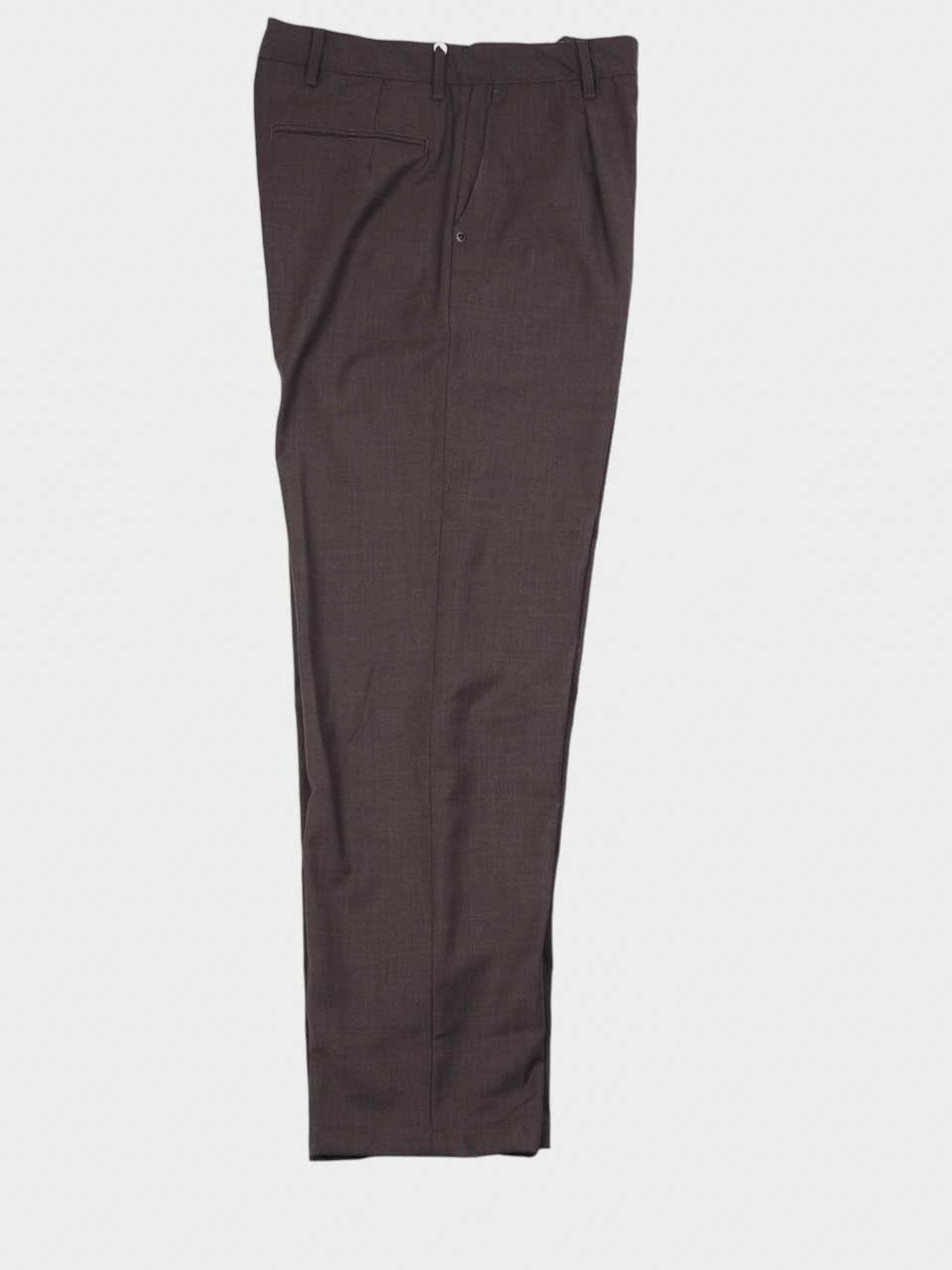 White Sand Loose Fit Wool Trousers Brown