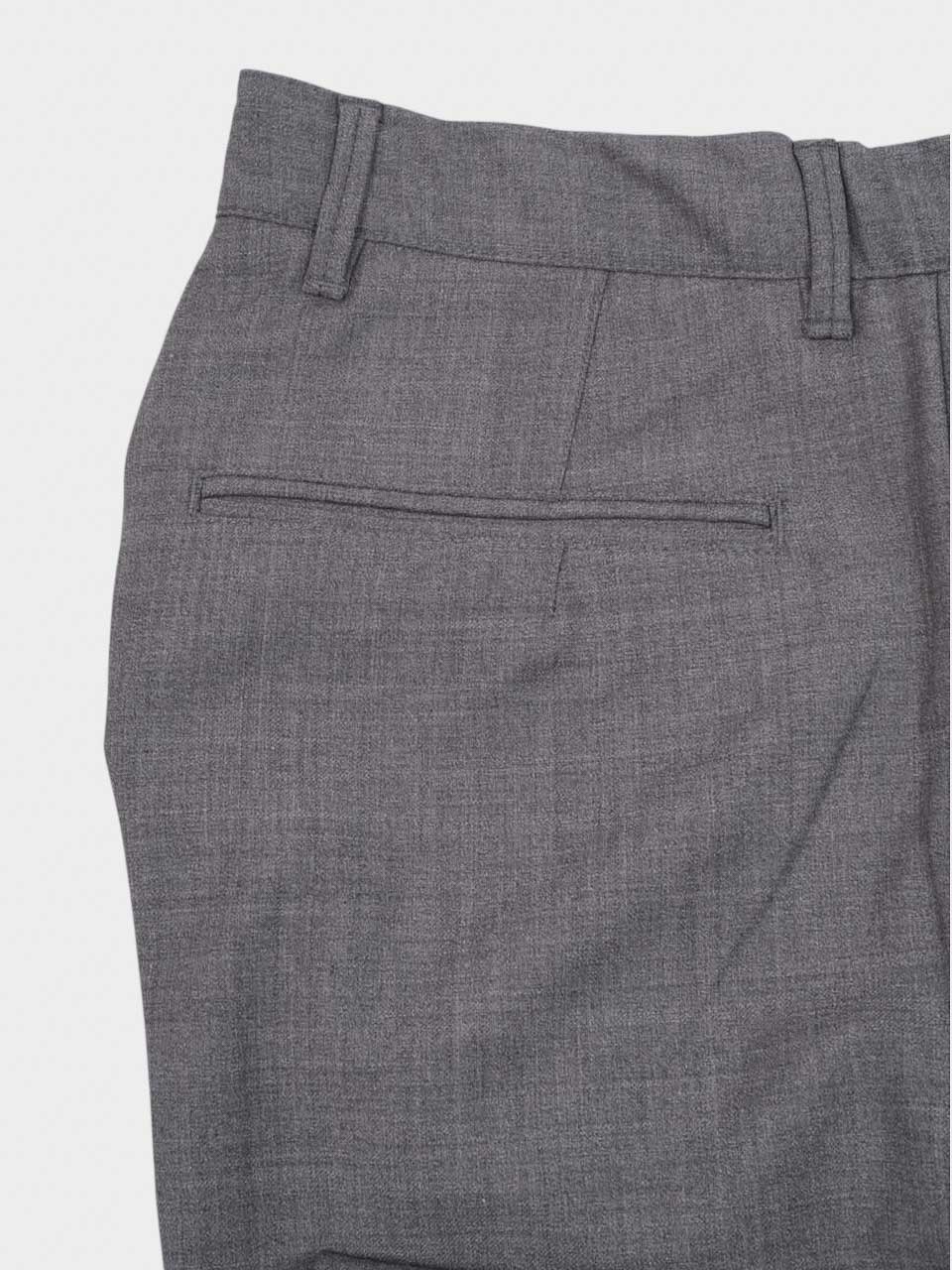 White Sand Loose Fit Wool Trousers Dark Grey