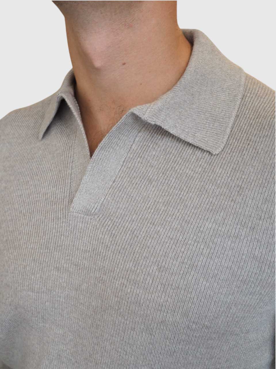 Gran Sasso Extrafine Merino Long Sleeve Polo Beige