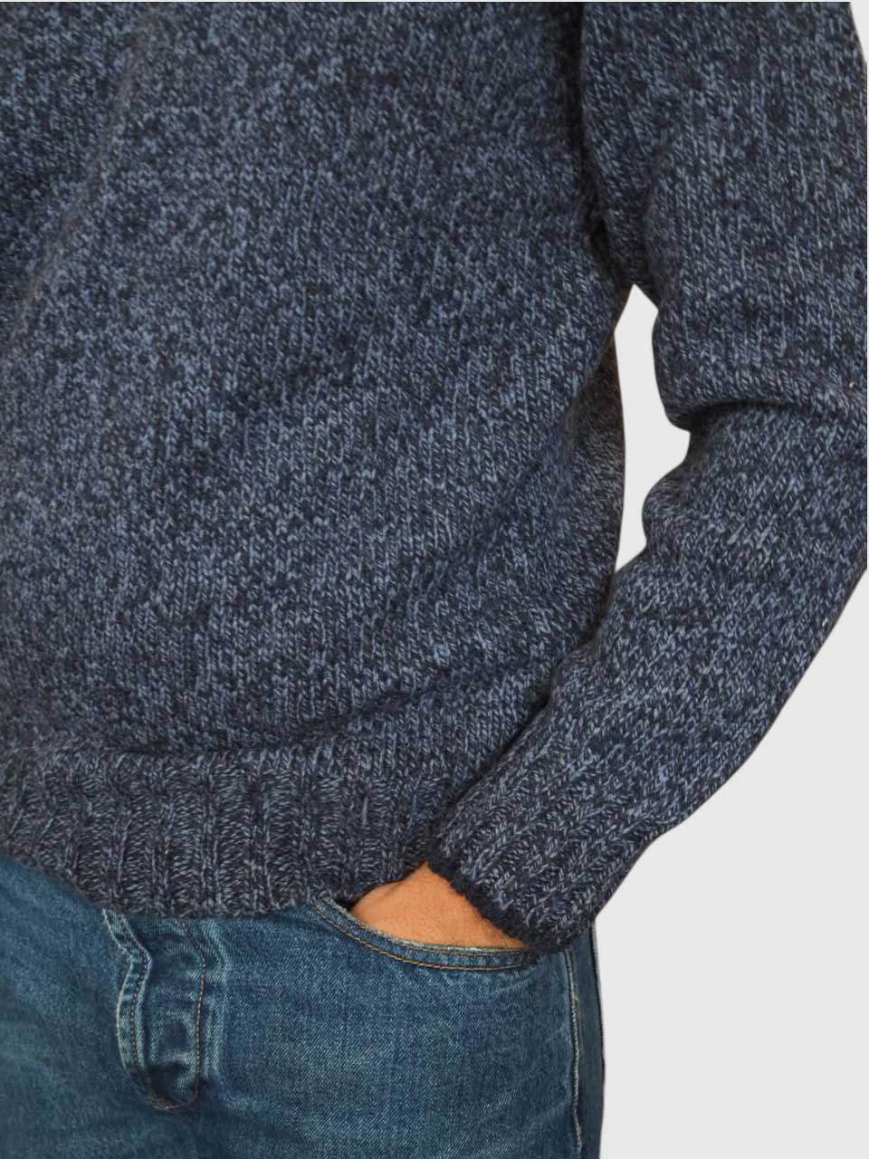 Gran Sasso Knitted Checked Crew Neck Navy
