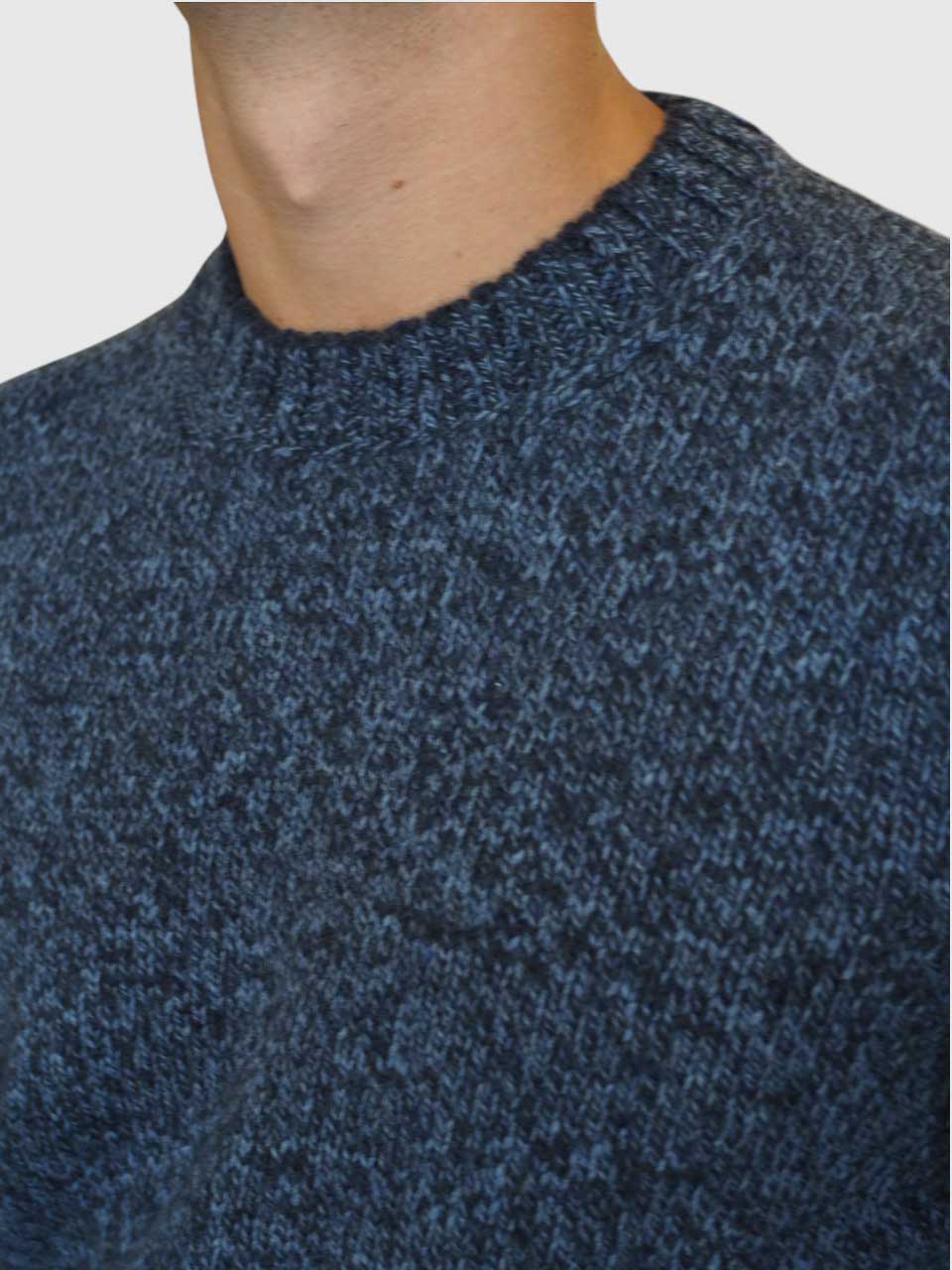 Gran Sasso Knitted Checked Crew Neck Navy