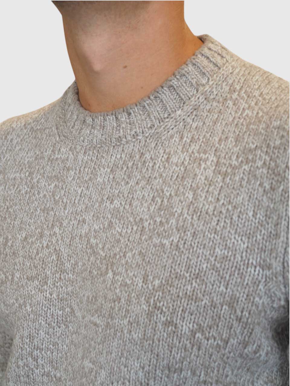 Gran Sasso Knitted Checked Crew Neck Beige