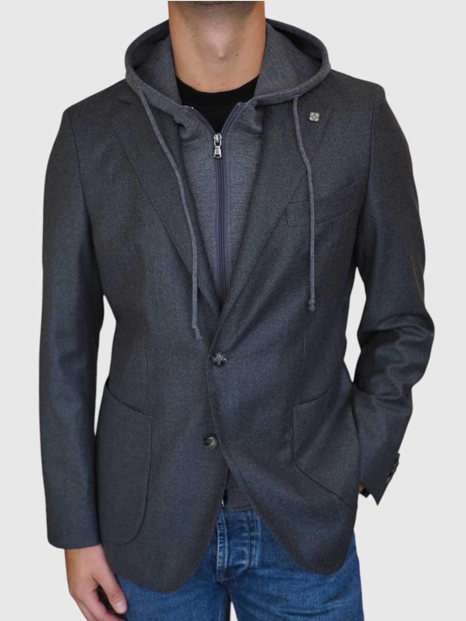 Studio 73 Knitted Flannel Hybrid Jacket Grey