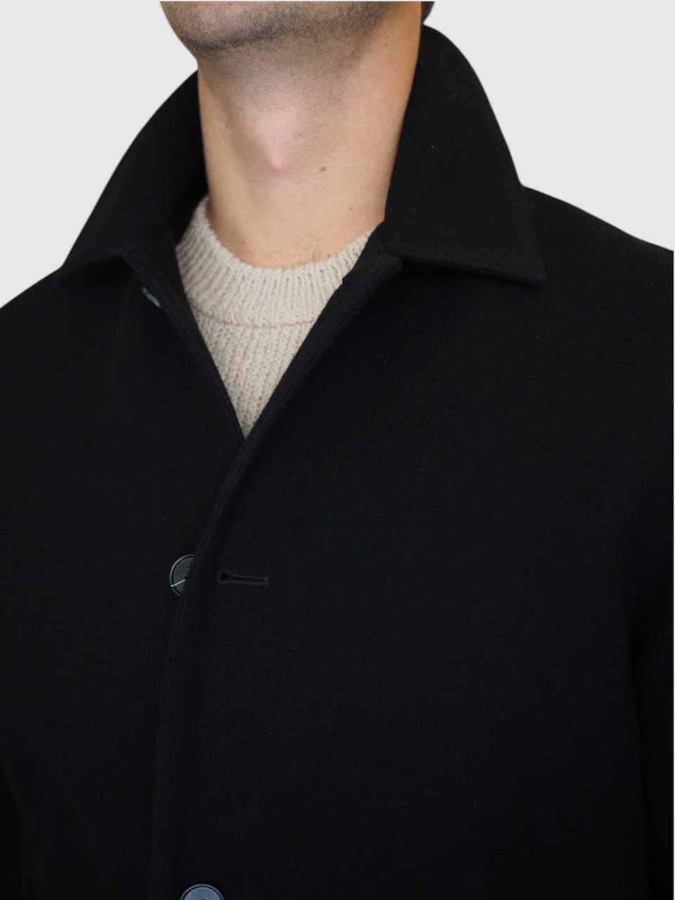 Palto Cantuccio Heavy Felt Wool Coat Black