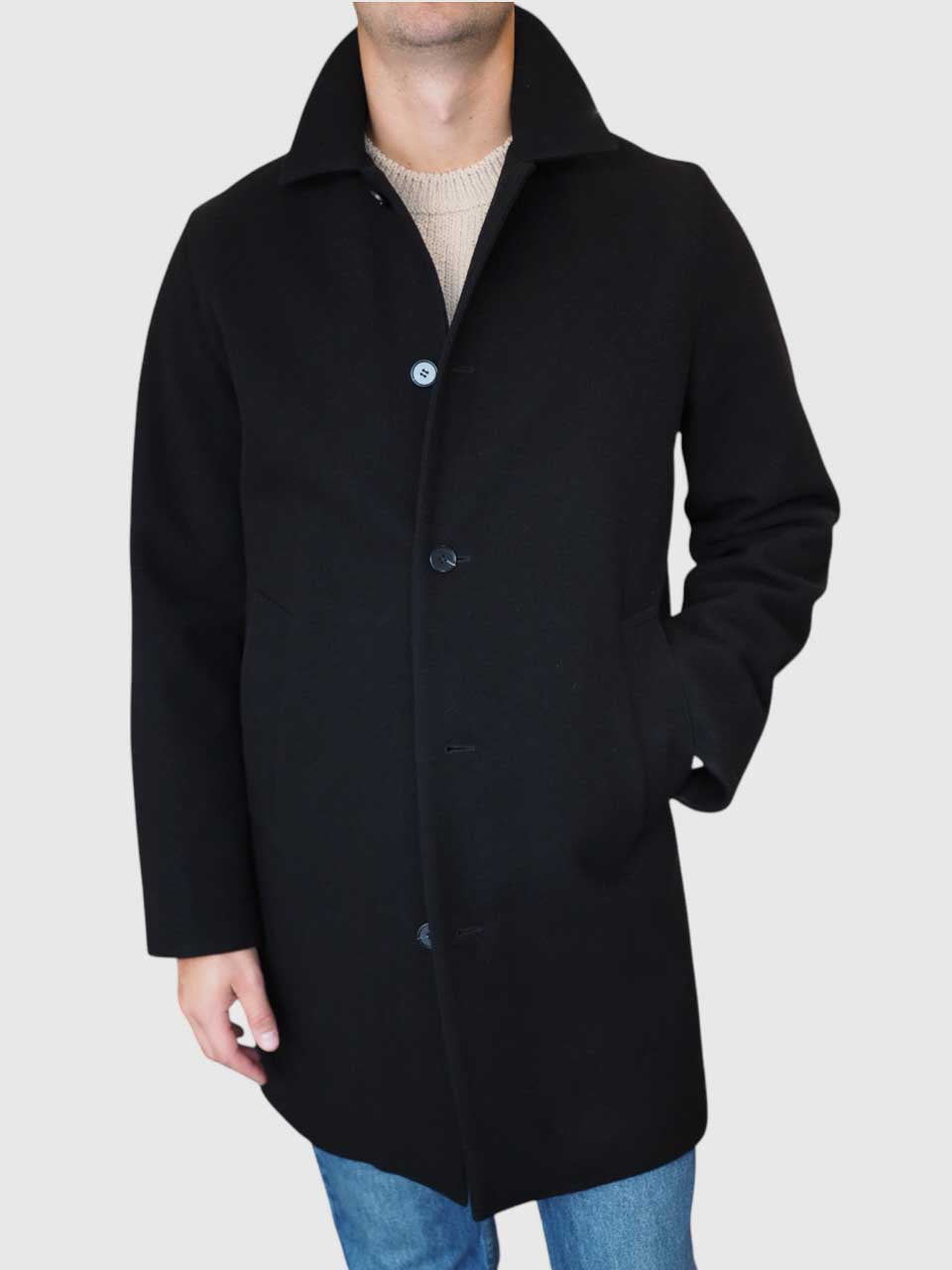 Palto Cantuccio Heavy Felt Wool Coat Black