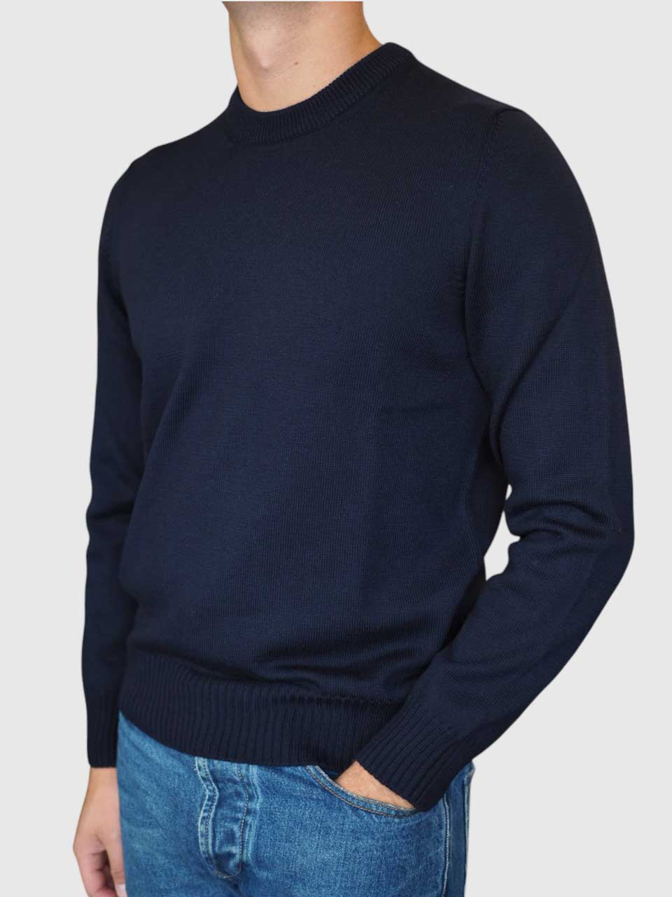 Gran Sasso Extrafine Merino Crew Neck Navy