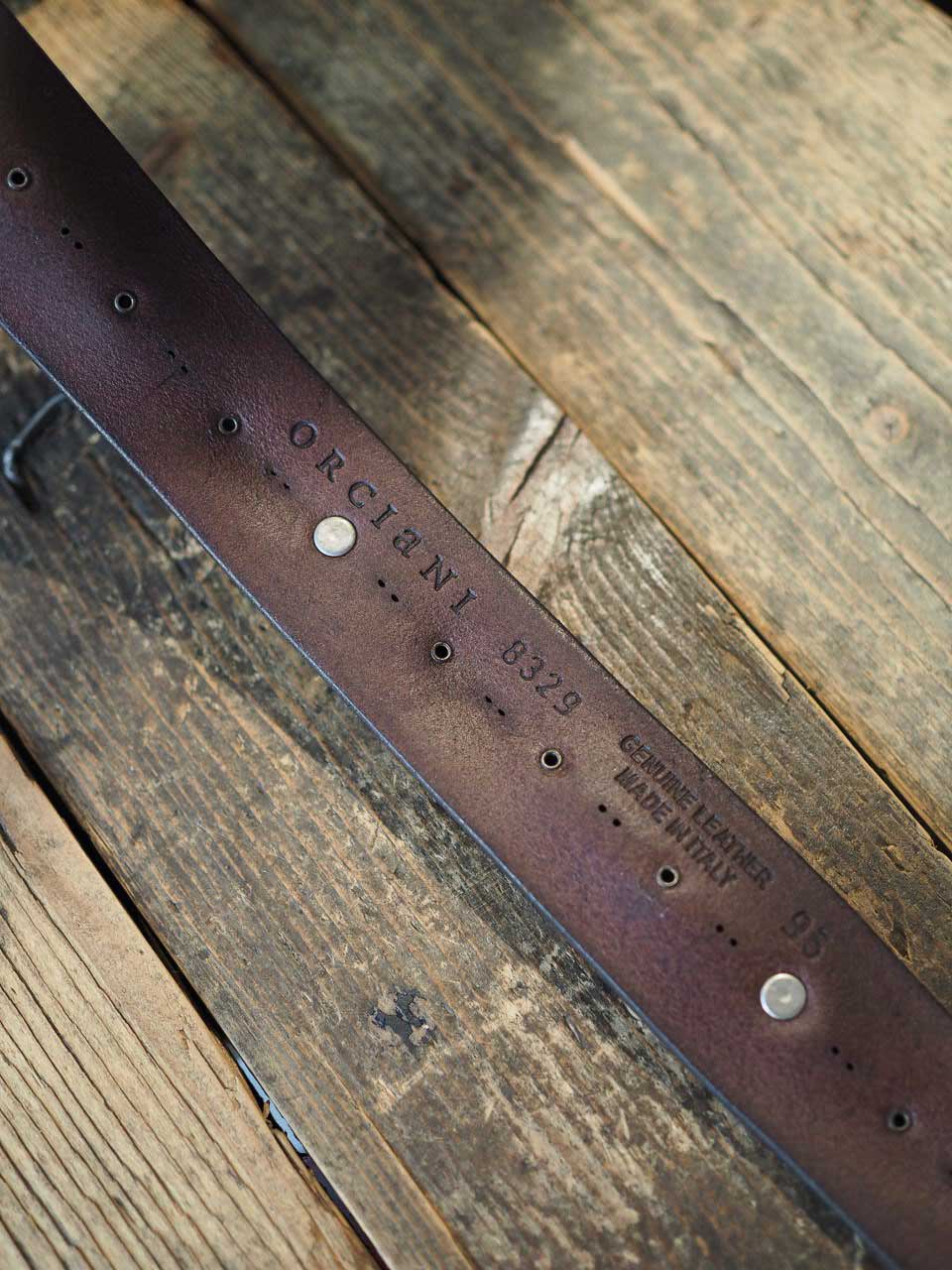 Orciani Bull Soft Engraved Leather Belt With Studs Brown