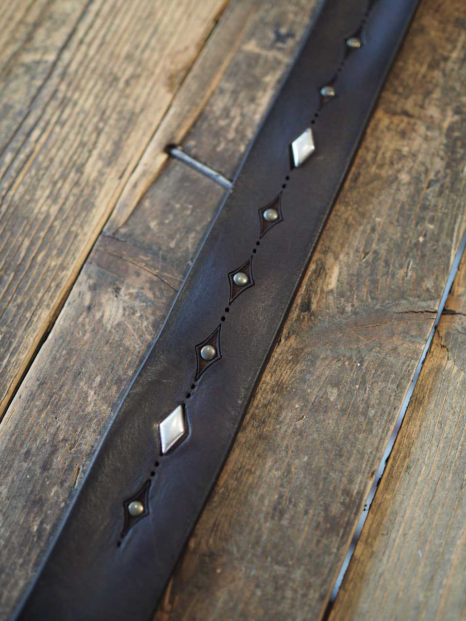 Orcaiani Bull Soft Engraved Leather Belt With Studs Brown