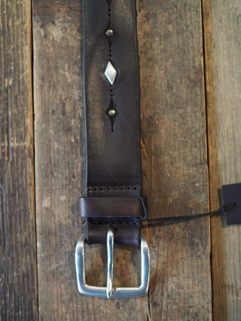 Orcaiani Bull Soft Engraved Leather Belt With Studs Brown