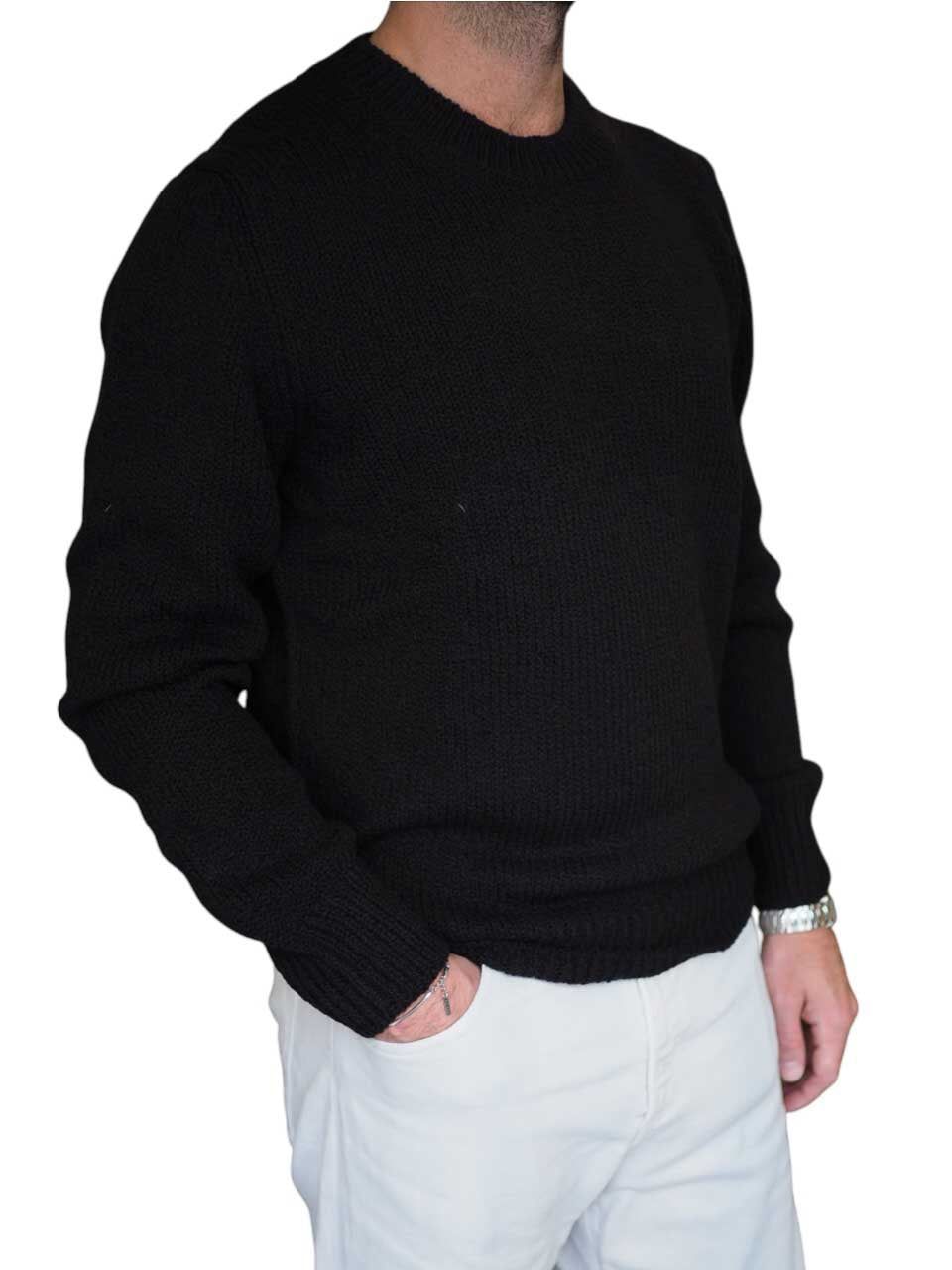 Gran Sasso Knitted Crew Neck Black