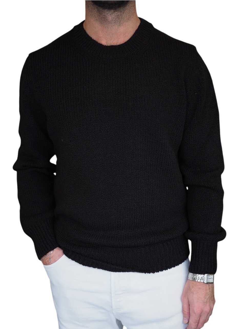 Gran Sasso Knitted Crew Neck Black