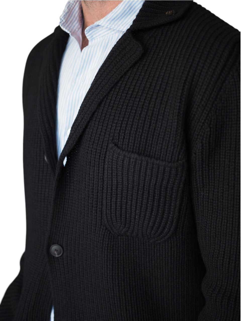Gran Sasso Knitted Wool Cardigan Off Black