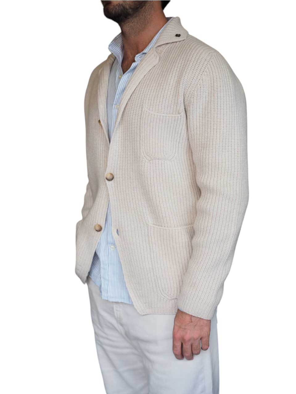 Gran Sasso Knitted Wool Cardigan Off White