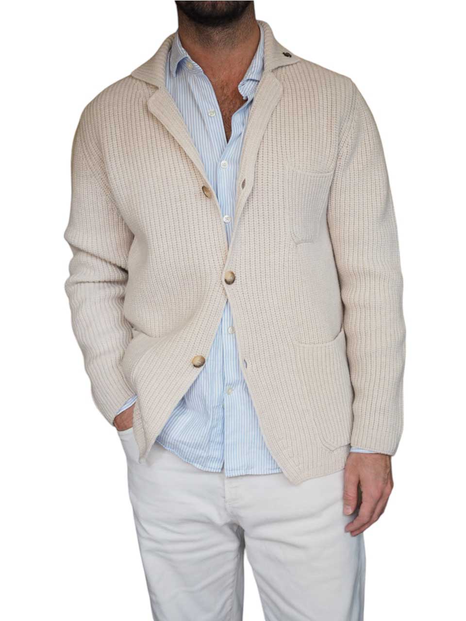 Gran Sasso Knitted Wool Cardigan Off White