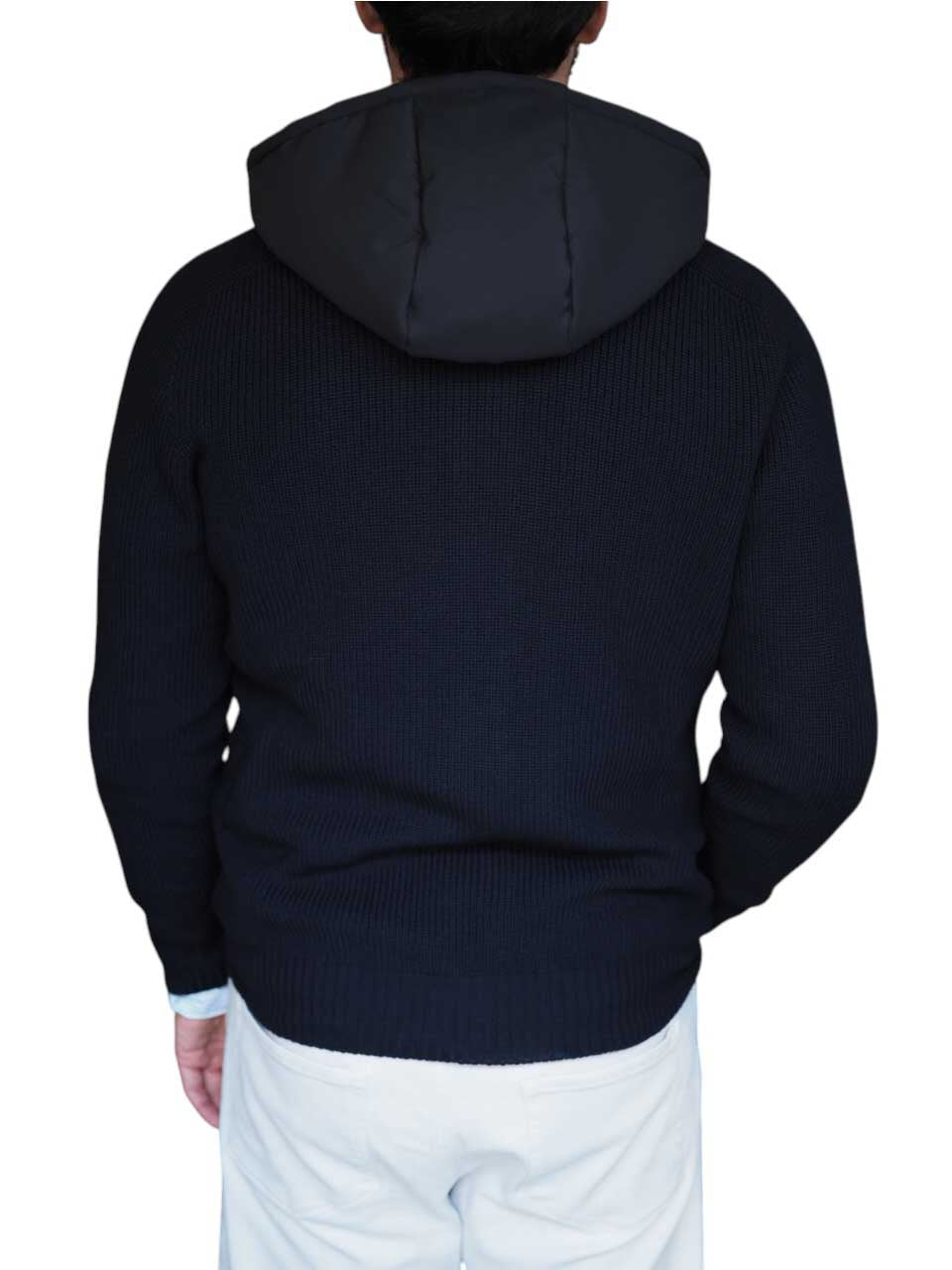 Gran Sasso Knitted Rain Wool Zip Jacket Navy
