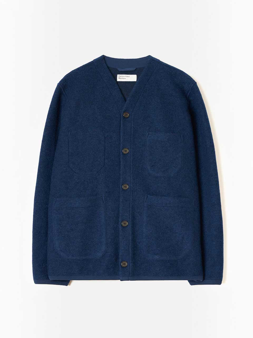Universal Works Marl Wool Fleece Cardigan Indigo