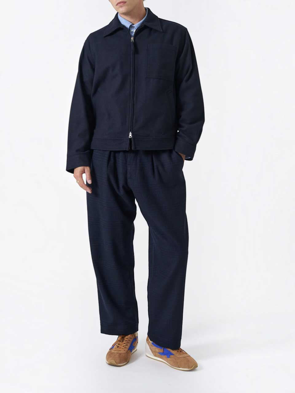 Universal Works Dublin Wool Mix Rose Bowl Jacket Navy