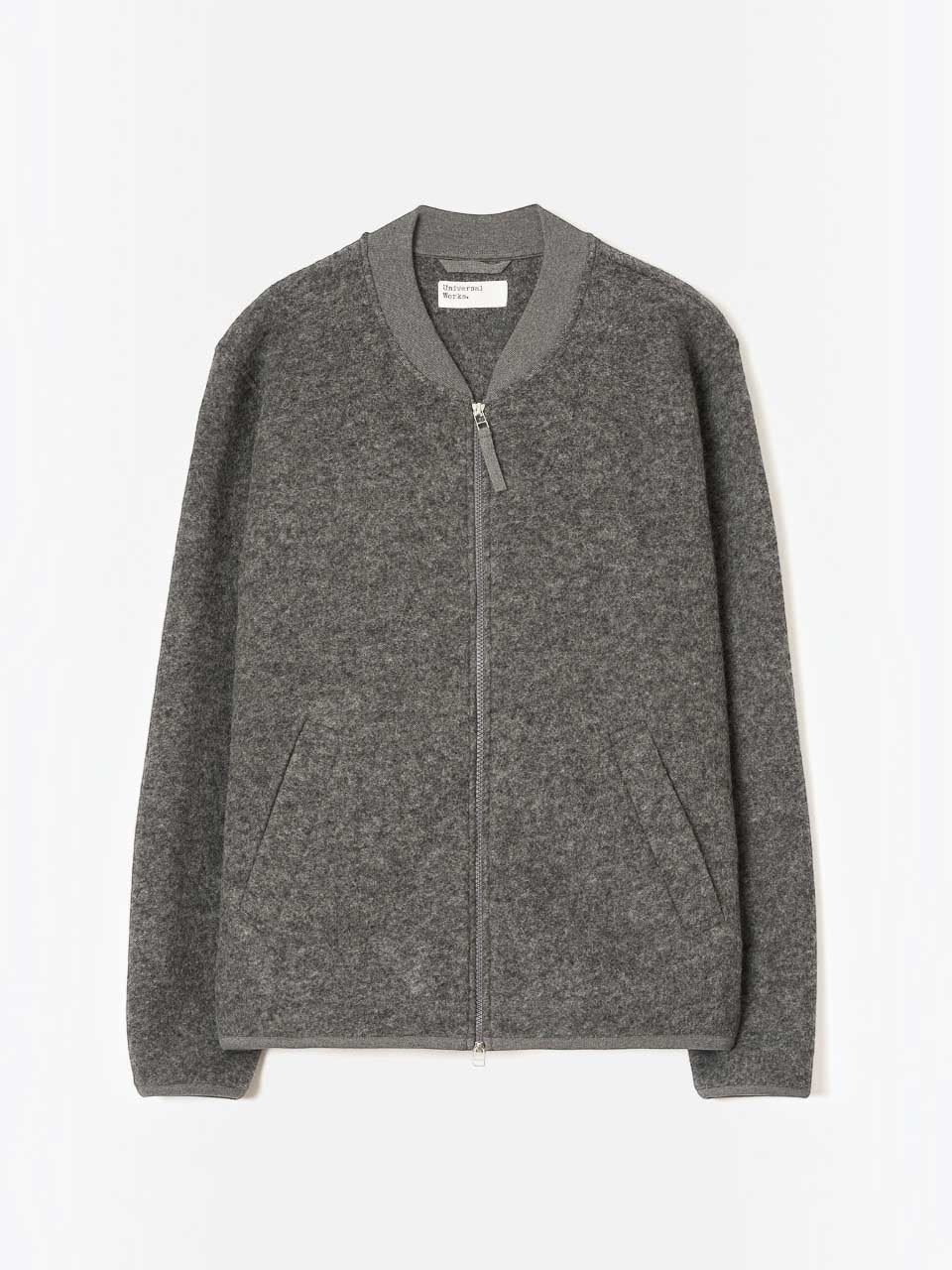 Universal Works Wool Fleece Zip Bomber Jacket Grey