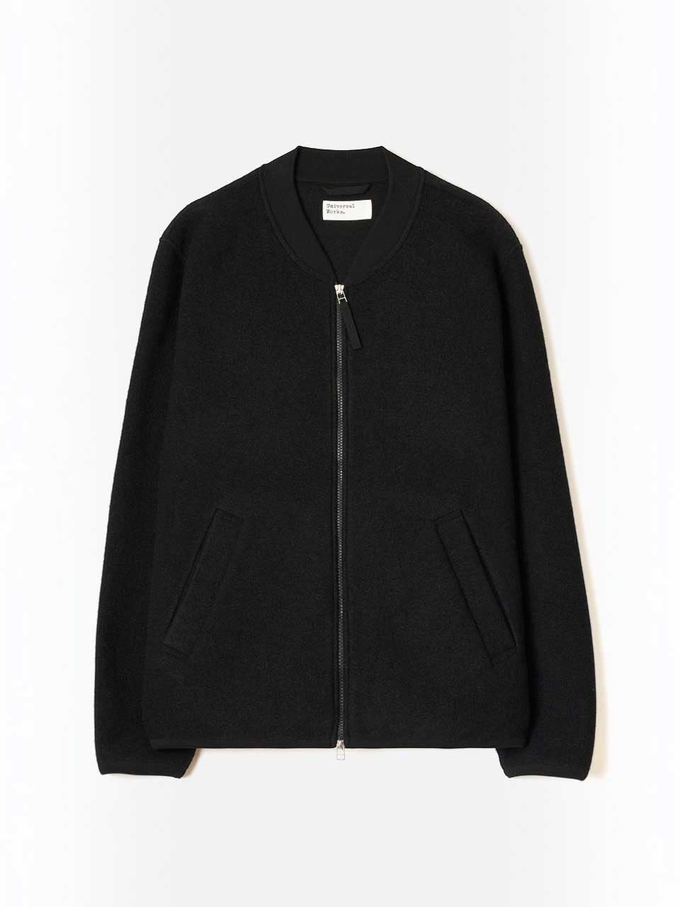 Universal Works Wool Fleece Zip Bomber Jacket Black