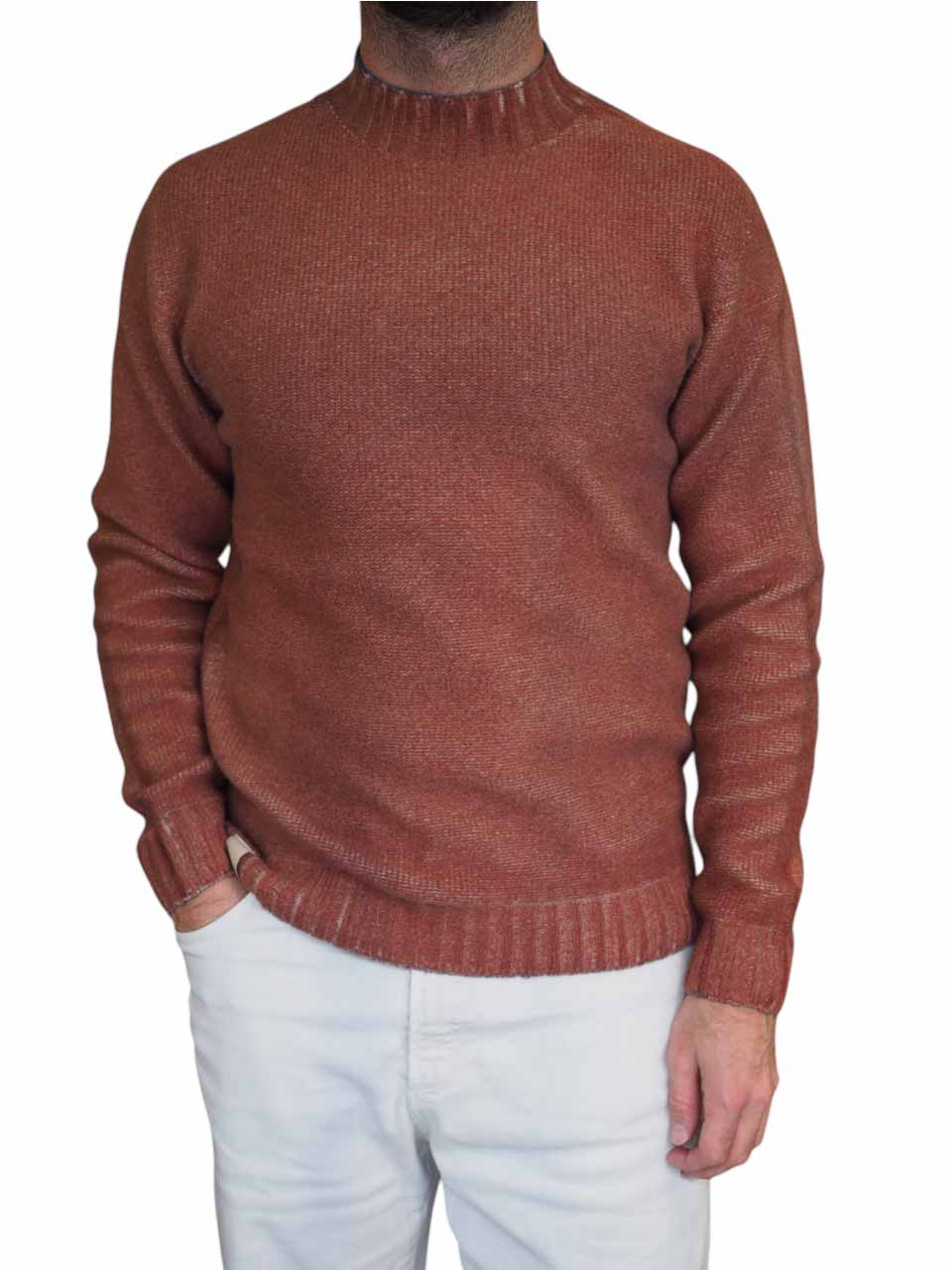 BOB Knitted Reversible Wool Half Neck Blue/Orange