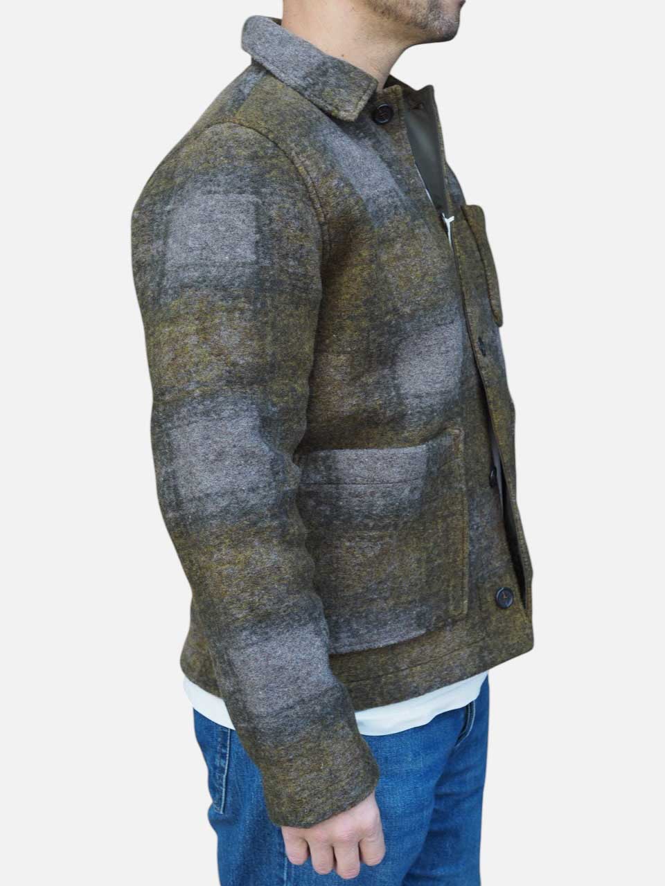 Universal Works Techno Melton Plain Tag Jacket Olive
