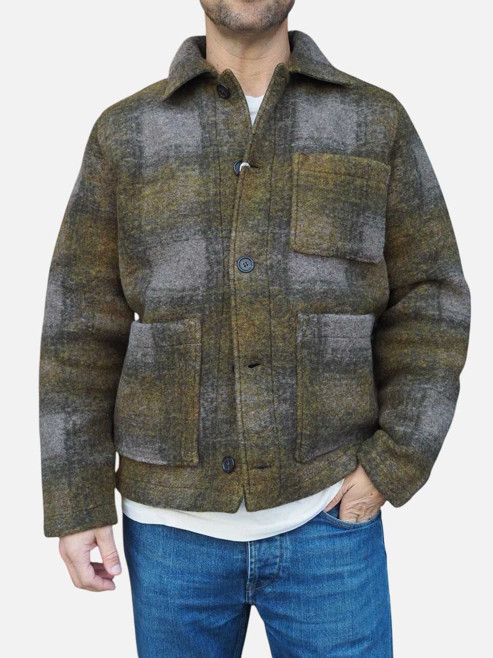 Universal Works Techno Melton Plain Tag Jacket Olive