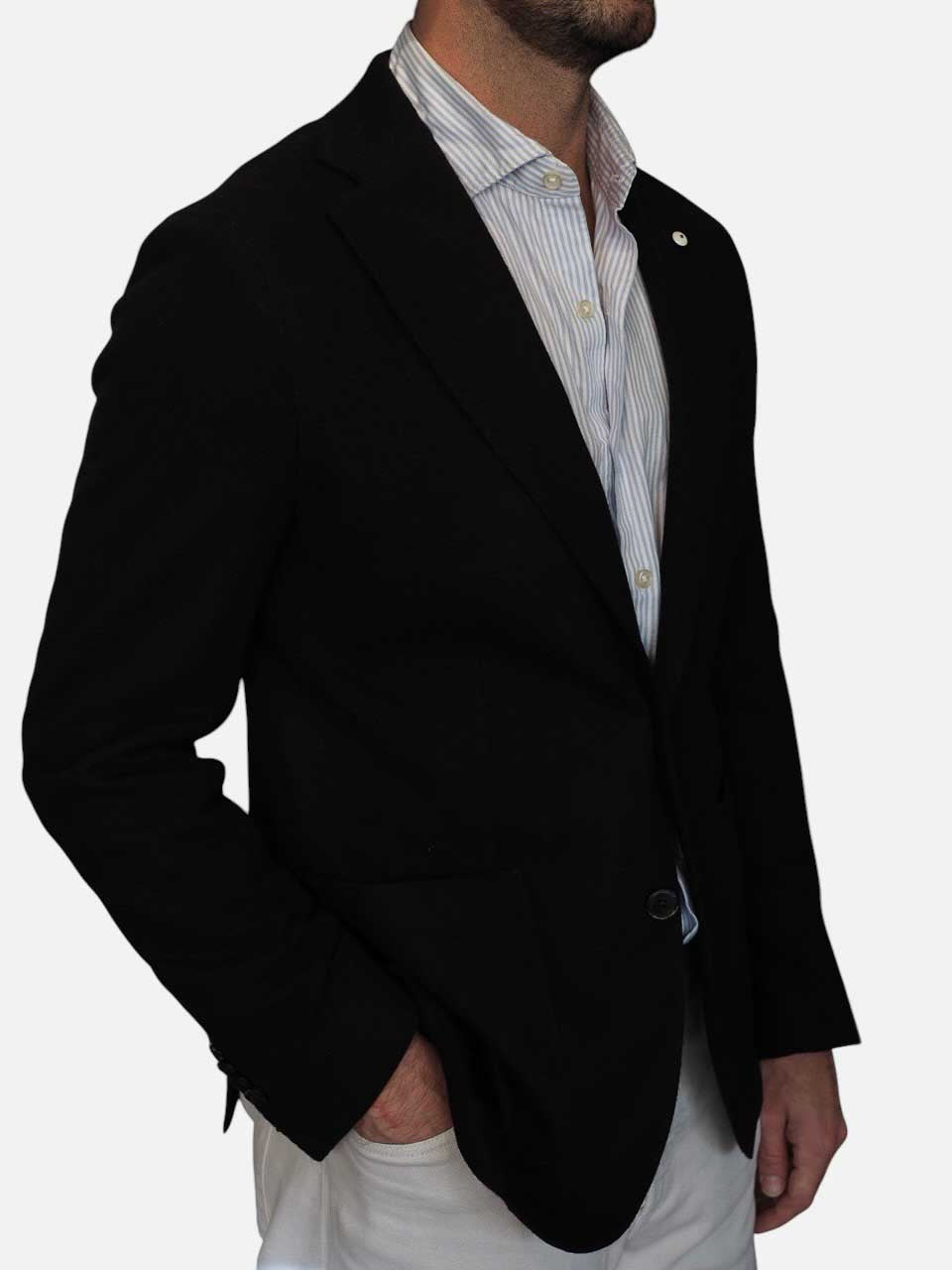 L.B.M 1911 Knitted Wool Blazer Black