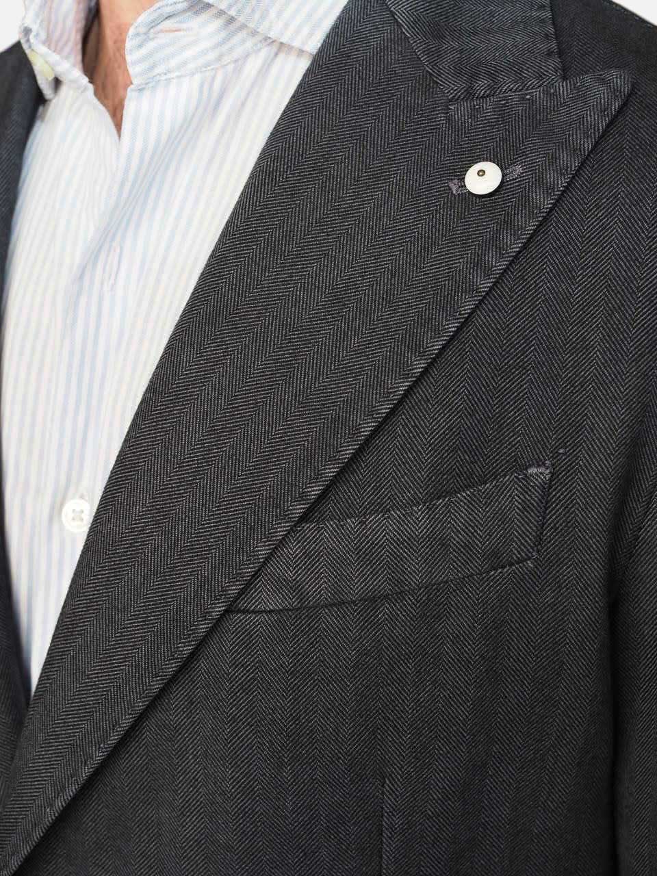 L.B.M 1911 Cotton Herringbone Blazer Navy